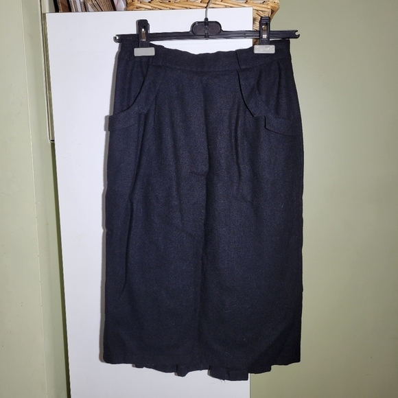 ❤️ 3 for $35 vintage tulip pleated pencil knee length skirt wool blend medium - Picture 1 of 9